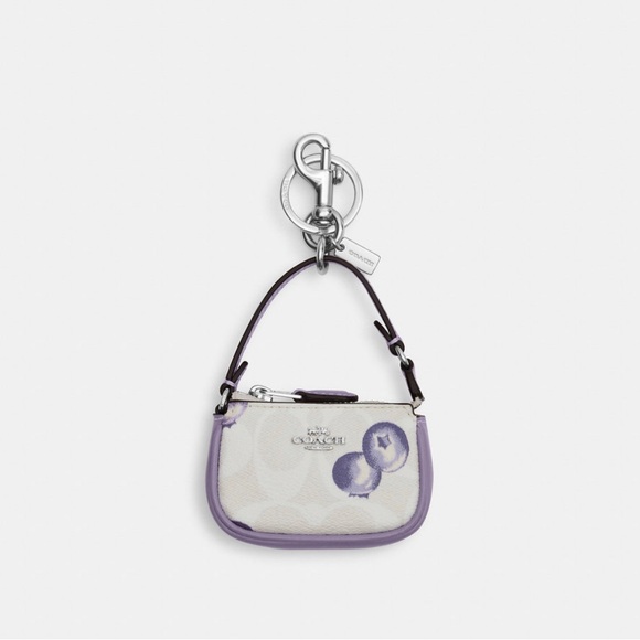 Coach Mini Nolita Bag Charm In Signature Canvas With Blueberry Print#CR498 - Picture 1 of 3